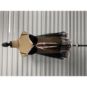 Y2K Victoria's Secret Black and Pink Sheer Babydoll Size 34C